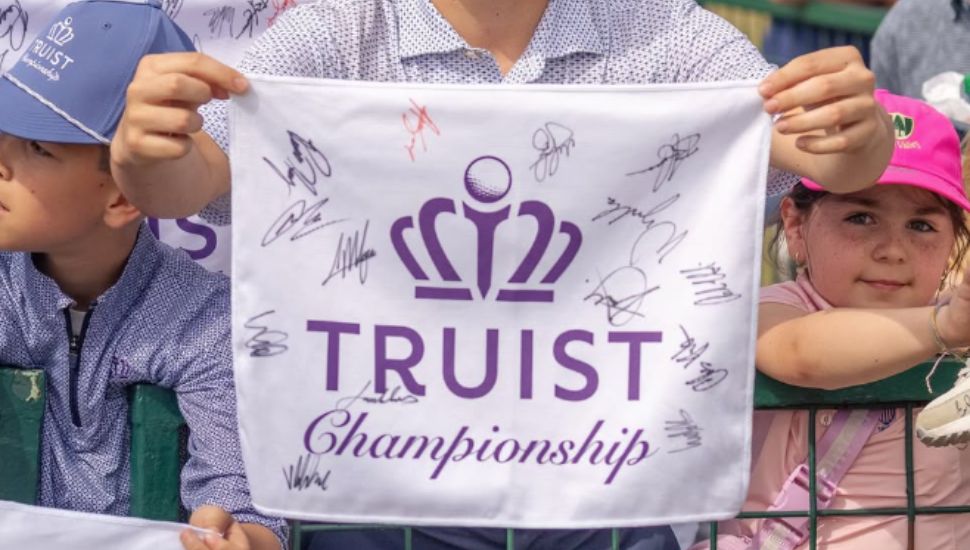 Truist Championship towel with signatures.