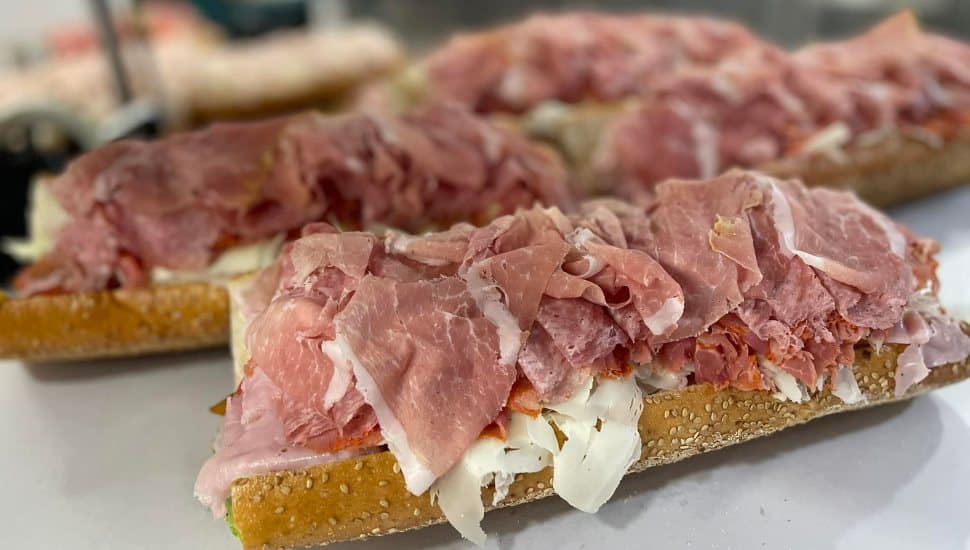 Unfinished hoagies on prep at Lorenzeo's.