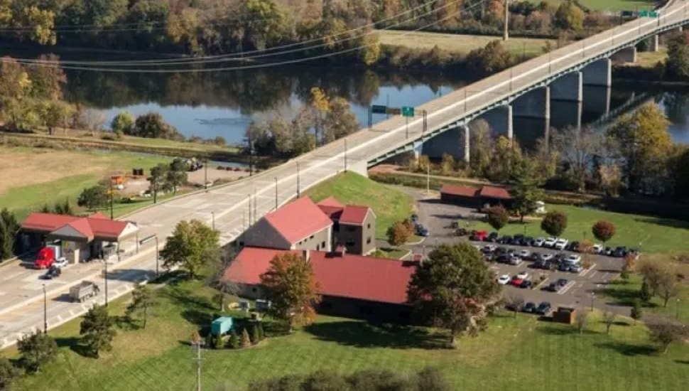 New Hope-Lambertville Bridge aerial view.