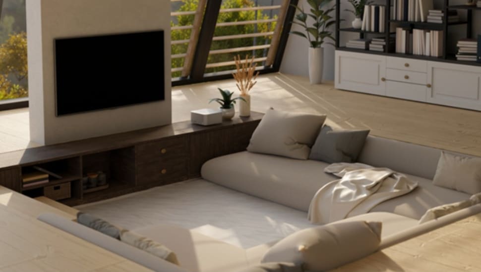 Hidden couch under the floor.