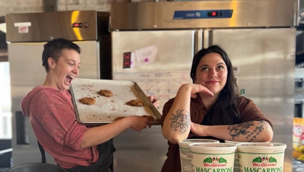 Pastry chefs Em Wilson and Christina Lower at their shared Philadelphia kitchen.