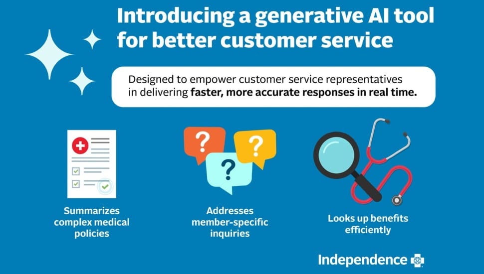 Graphic promoting health insurer's use of GenAI for customer service.