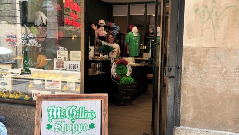 McGillin's Shoppe retail entrance with door open.
