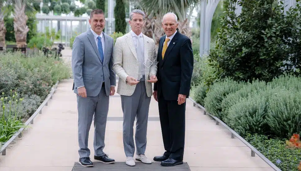 Paul Redman, center, next Gary Smith and another man at Longwood Gardens.