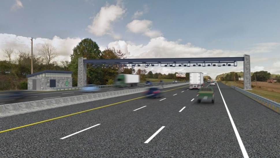 The Pennsylvania Turnpike with a new overhead open-road tolling system.
