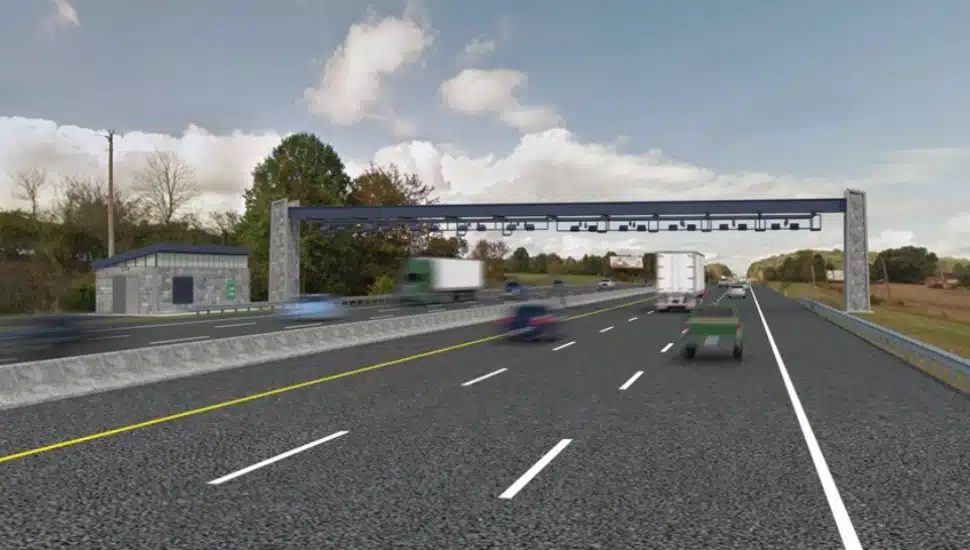 The Pennsylvania Turnpike with a new overhead open-road tolling system.