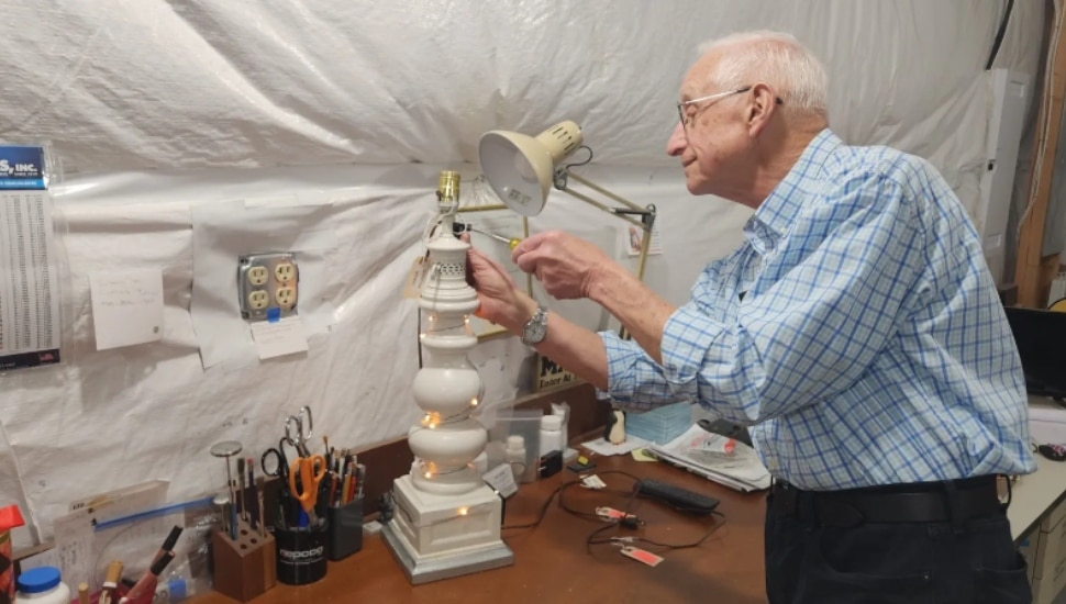 Resident Bob Berkowitz fixing items at Repair Café Downingtown.