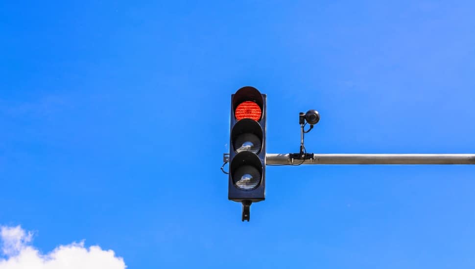 Red light with a camera on it.