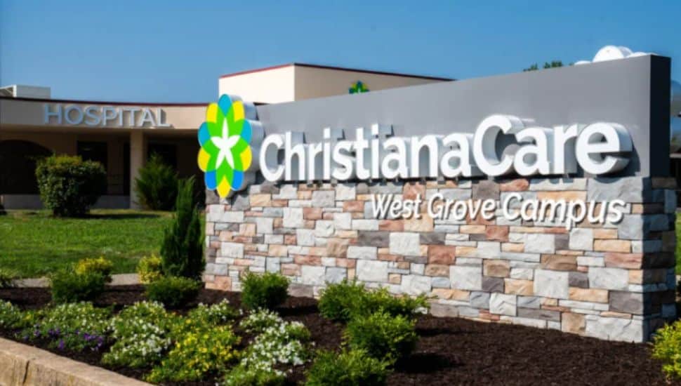 ChristianaCare Hospital sign.
