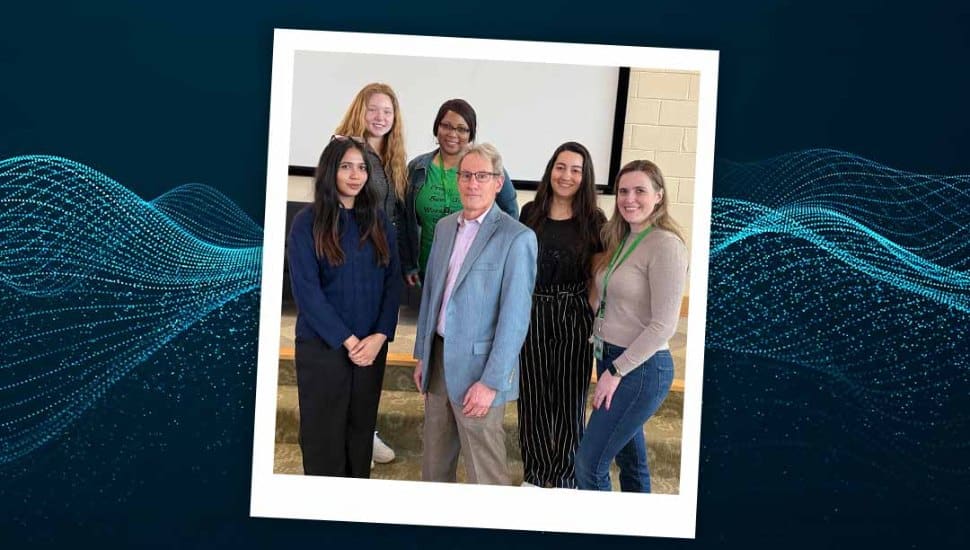 Front row left to right: Annum Nashra, Dr. John Sparco, Paula Cruzes Guidotti. Front row left to right: Annum Nashra, Dr. John Sparco, Paula Cruzes Guidotti. Back row left to right: Sloane Rudometkin, Misty Gardner Lee, Thamires Armindo.