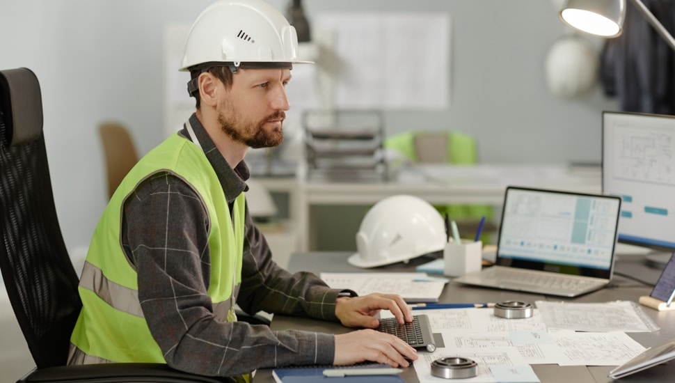 Engineer working on computer.