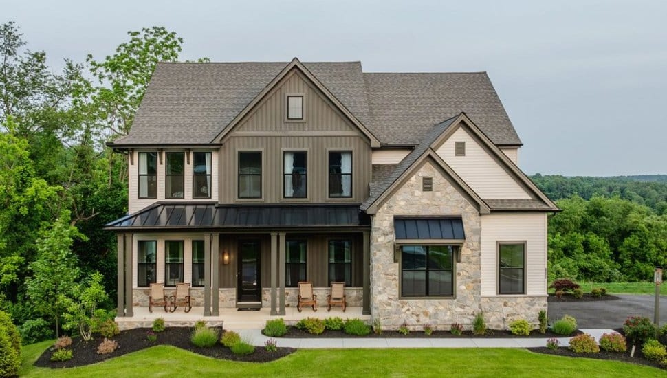 Keystone Custom Homes model brown and tan home in West Chester.