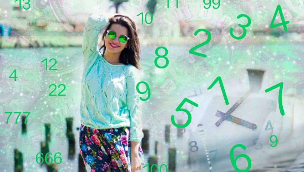 Young woman and numbers