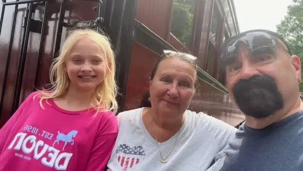 Thornbury resident Ron Giacinto with his wife Cheryl and nine-year-old Hurricane Helene survivor Allie G.