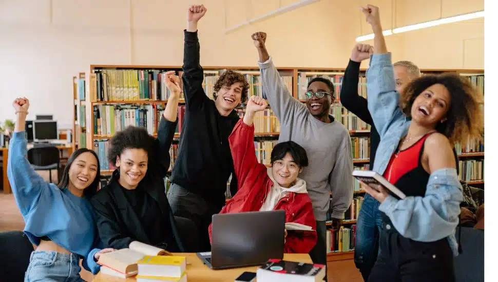 College Students celebrate at the library!