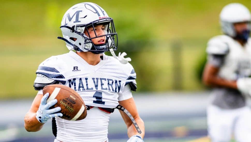 Malvern Prep football player Steve Smith during a play.