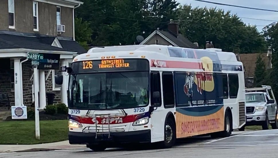 SEPTA bus on road.