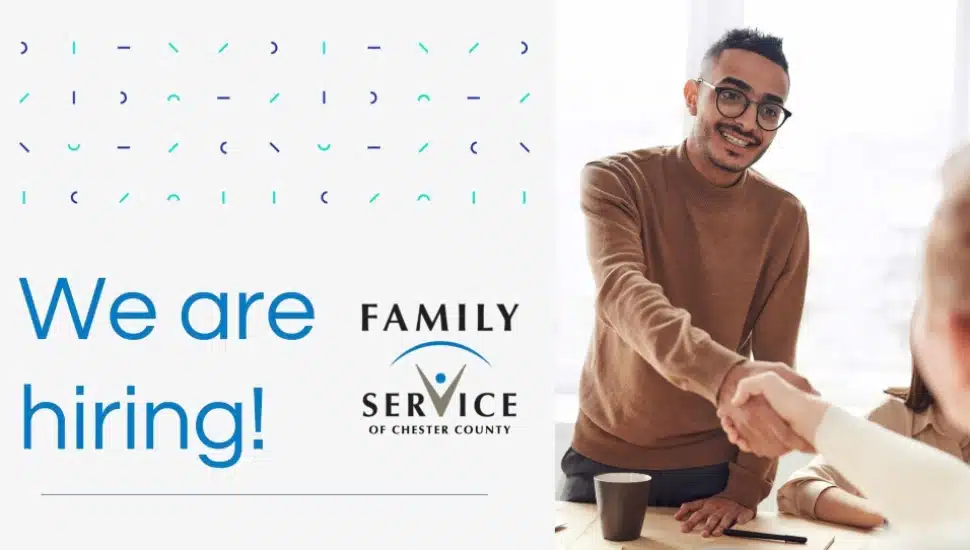 A Family Service of Chester County poster announcing they are hiring for a part-time accountant and administrative assistant.
