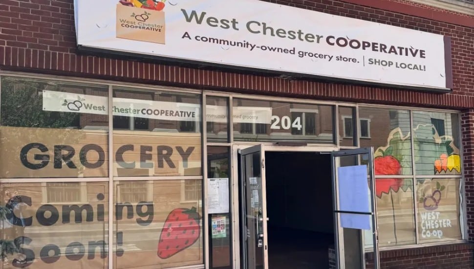 The exterior of the upcoming West Chester Cooperative storefront in downtown West Chester.