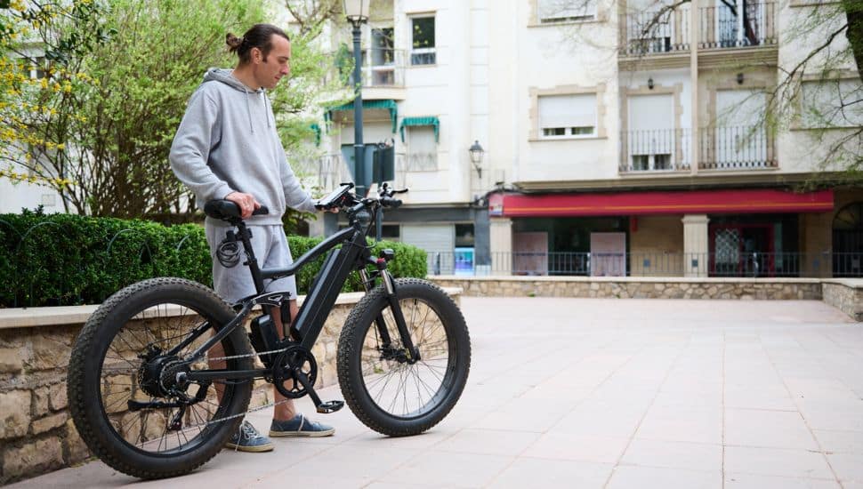 Person using e-bike.