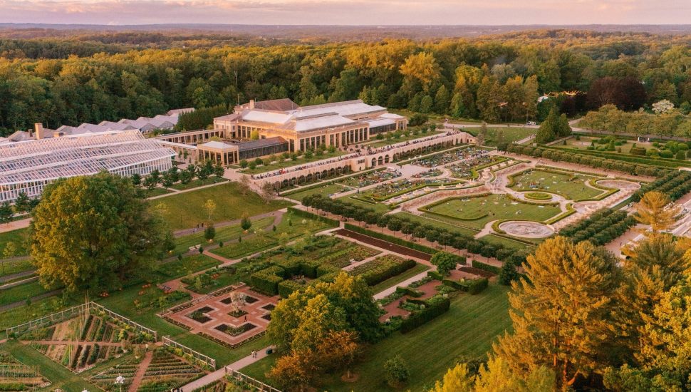 Aerial view of Longwood Gardens.