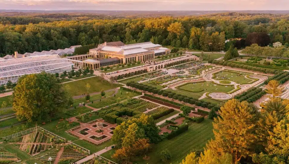 Aerial view of Longwood Gardens.