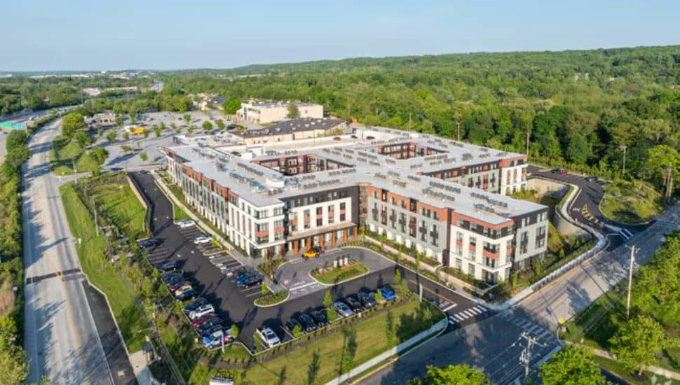 Chesterbrook apartment complex aerial view.