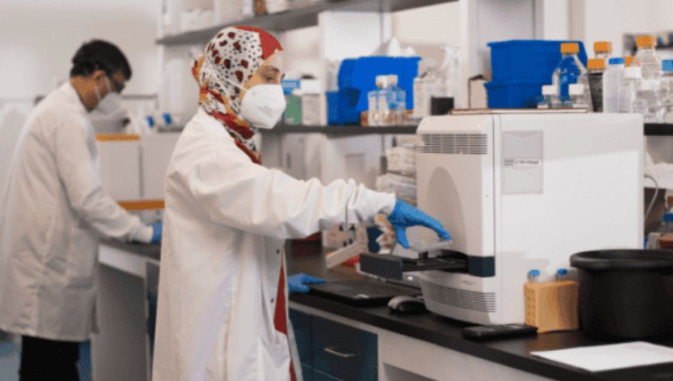 A team member at Malvern biotechnology company Ocugen.