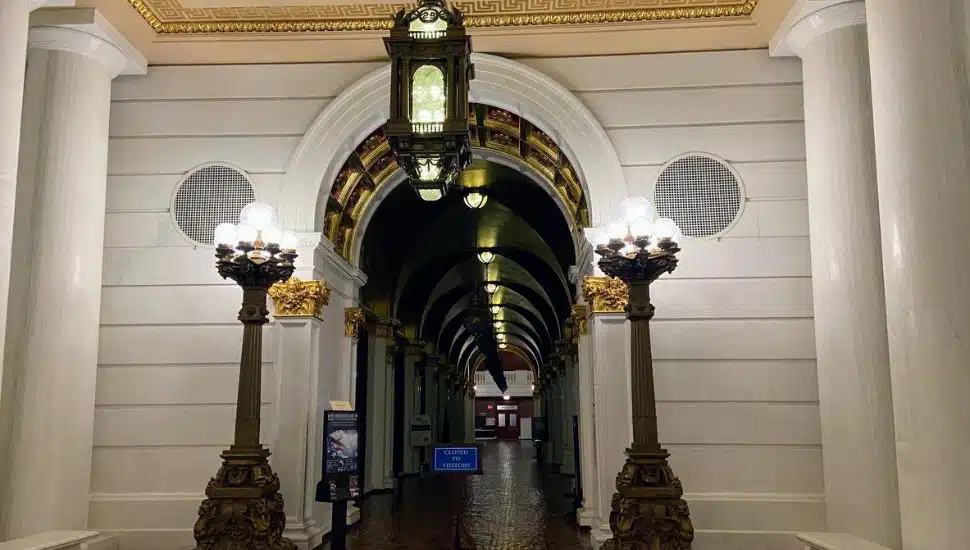 Inside a hallway at PA state capitol.
