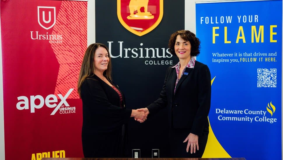 Ursinus College President Robyn Hannigan, Ph.D. (L) and DCCC President Dr. Marta Yera Cronin (R).