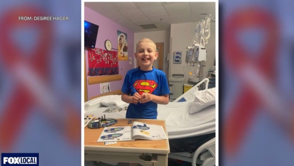 Lincoln Hanson in hospital room.