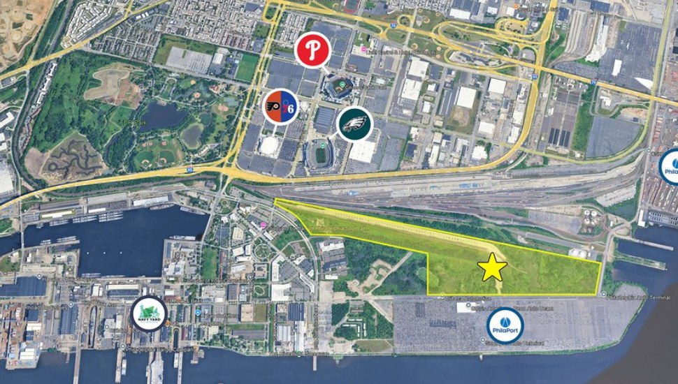 Aerial map view with Mustin Yard.