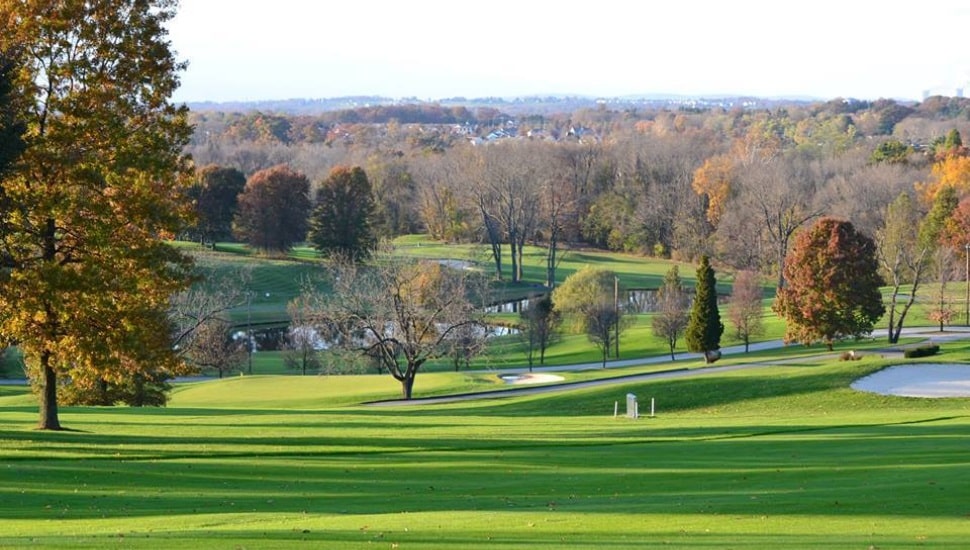 An aerial shot of the golf course and surrounding greenery at Pickering Valley Golf Club.