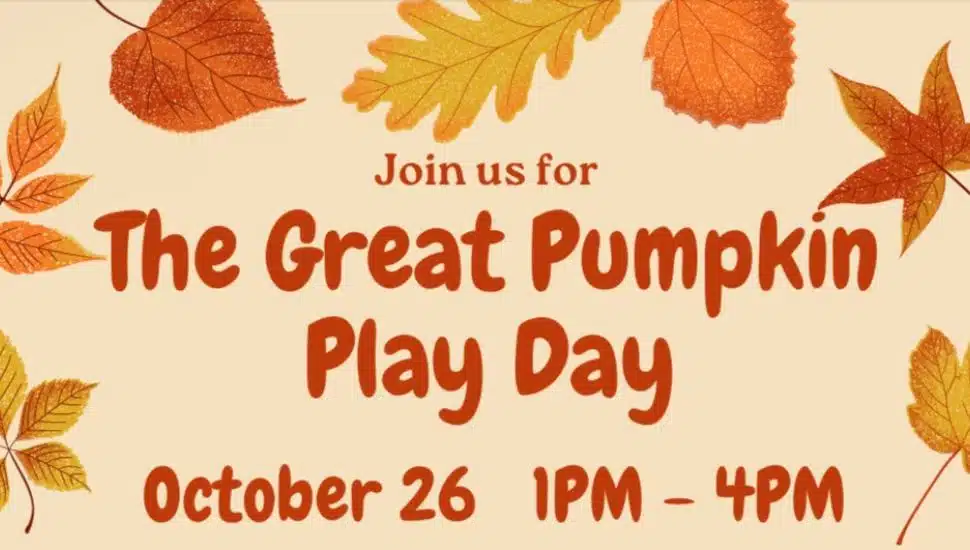The Great Pumpkin Play Day flyer.
