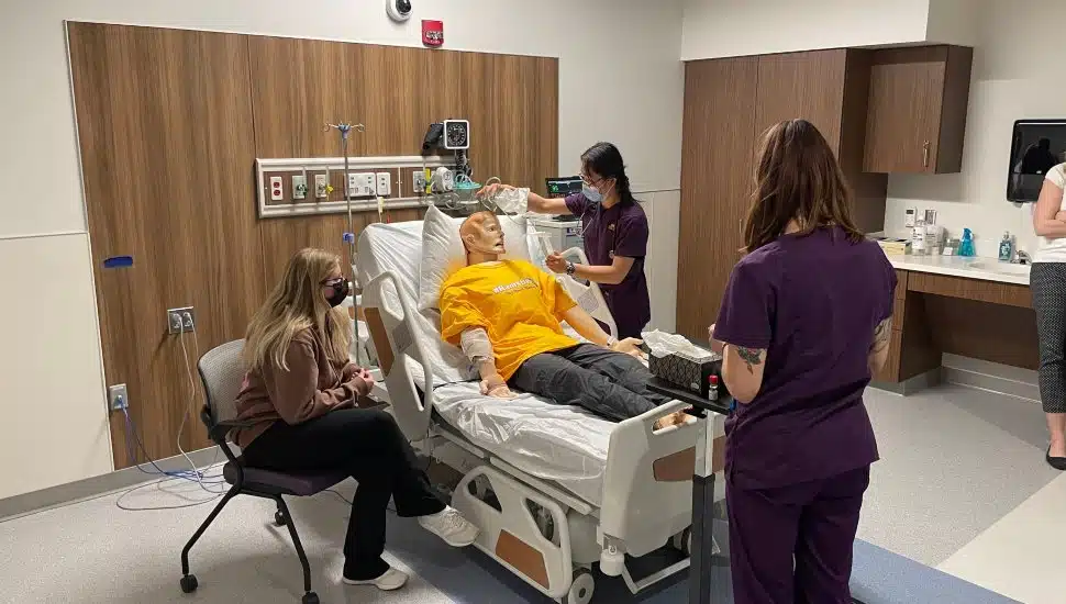WCU nursing students practice critical care skills with advanced simulation technology in the University’s Duey Immersive Learning Center.