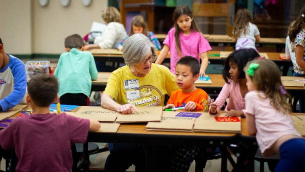 A volunteer from the Chester County Food Bank visits YGBW’s Before and After School Enrichment (BASE) students at a local elementary school to teach a lesson on civic engagement.