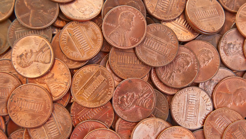 Pile of pennies.