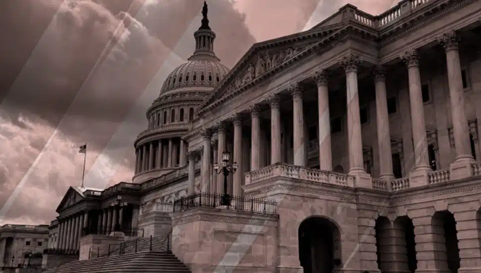 Exterior view of U.S. capitol building.