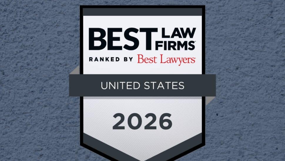 Graphic announcing MacElree Harvey earning national and regional recognition in the 2026 Best Law Firms® rankings, featuring the Best Law Firms badge and the MacElree Harvey logo.