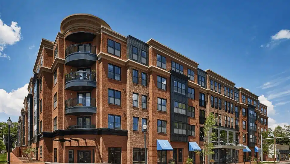 The exterior of the Chestnut Square apartment building in West Chester.