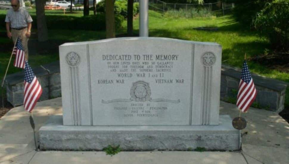 The current Devon Veterans Memorial.