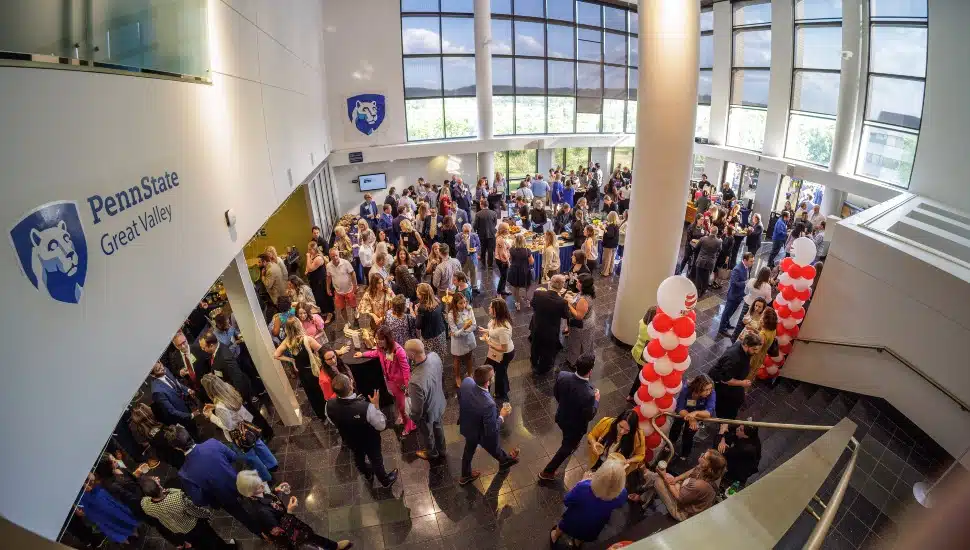 Aerial view of awards reception.