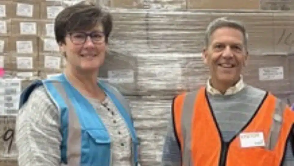 Andrea Youndt, CEO of the Chester County Food Bank and Keith Bentley, Trustee, Foxwynd Foundation during Keith’s recent visit to the CCFB.