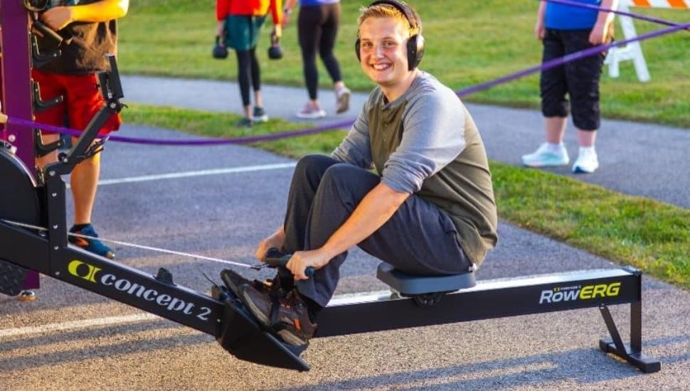 An athlete works out on the YGBW Fit Truk at an event with EmpowerU Specialty Fitness and Special Olympics Pennsylvania.