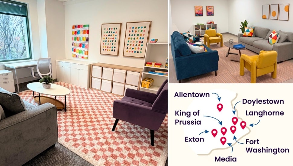 Photo collage of pediatric mental health clinic.