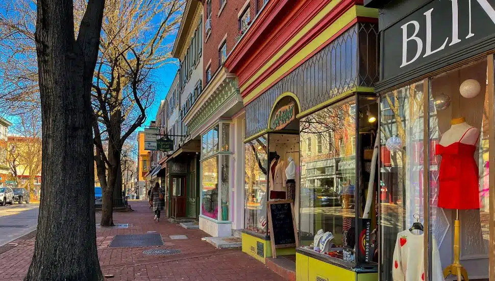 The exterior of Blink and Green Eyed Lady in downtown West Chester.