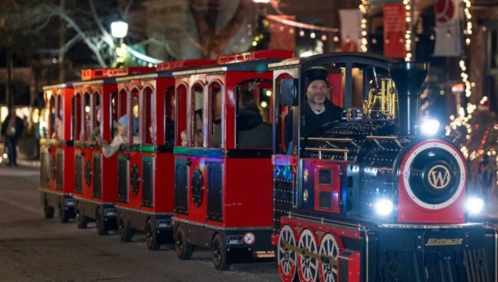 The Kennett Express holiday train in downtown Kennett Square.