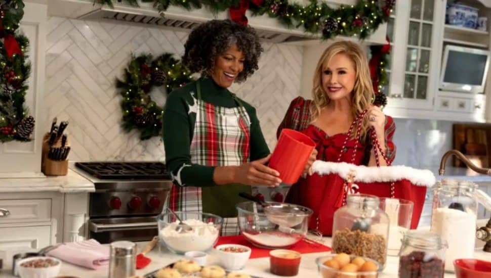 QVC team members on air for a QVC holiday special.