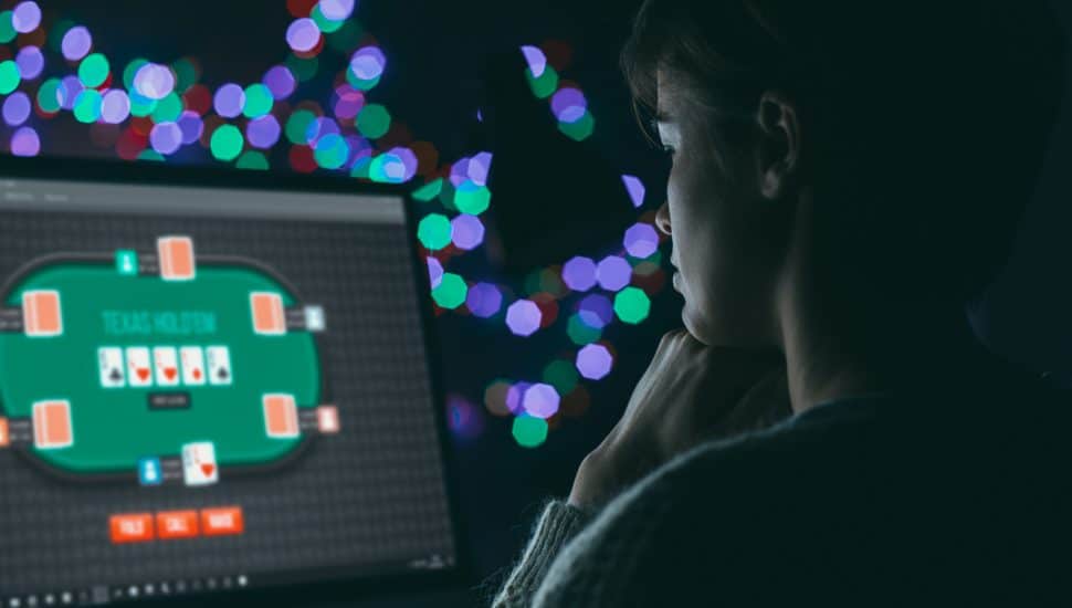 Woman gambling online.
