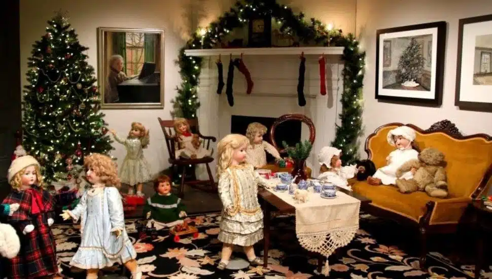 The interior of an Ann Wyeth McCoy dollhouse.